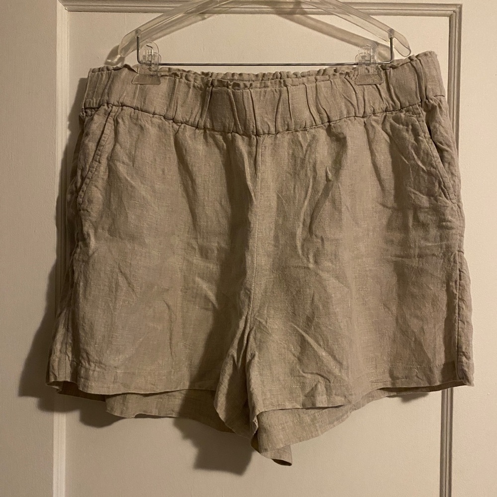 J Crew Tropez Linen Elastic Waist Pull On Shorts Size XXL - Picture 3 of 9